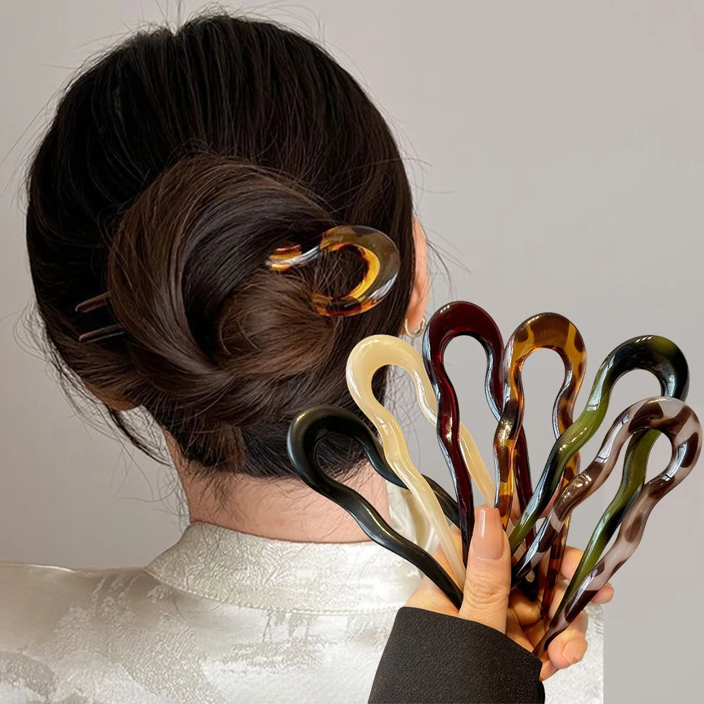 Women Accessories Wholesale - U-Shaped Hair Fork Fashion Tortoiseshell Acetate