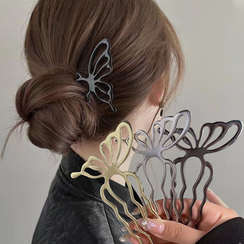 Women Accessories Wholesale - Korean Butterfly U Shape Hair Sticks