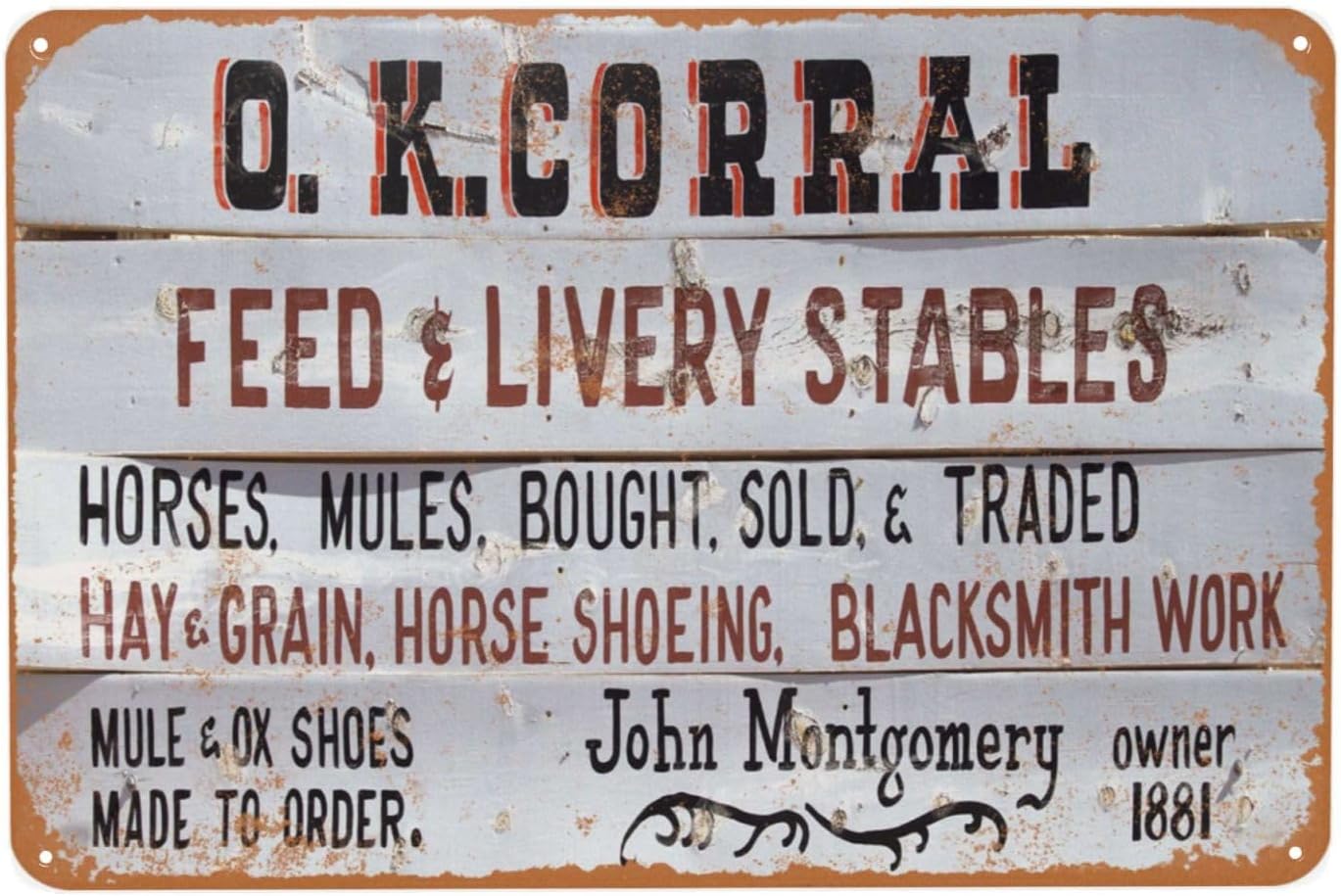 Women Accessories Poster - Vintage Metal Sign, OK Corral Tin